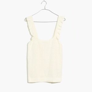 NWT Madewell Crocheted Ruffle-Strap Sweater Tank in Antique Cream